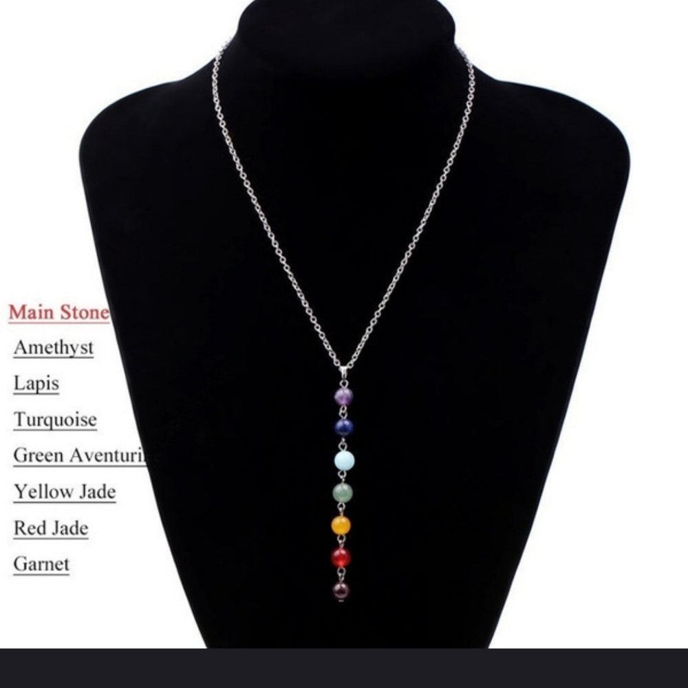 Pretty 7 Chakra Reiki Healing Gemstone necklace - Picture 4 of 16